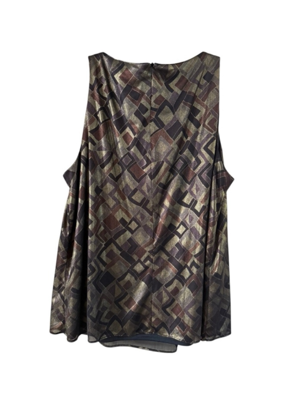 Alex Evenings Metallic Brown Geometric Pleated Tank - Picture 9 of 9